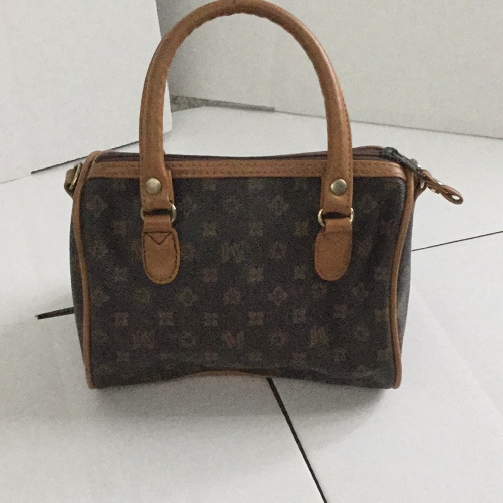 miniature brown leather handbag